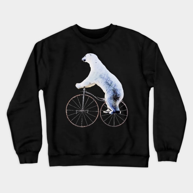 Polar bear bicycling funny Crewneck Sweatshirt by Collagedream